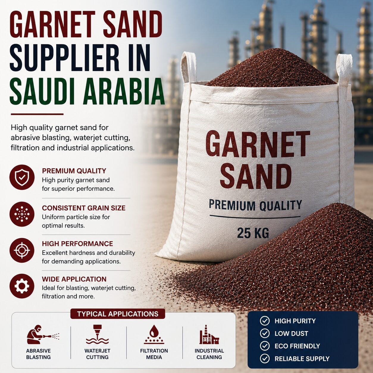 Garnet Sand Supplier In Saudi Arabia Blasting Waterjet Grade Garnet Sand Supplier In Saudi Arabia Blasting Waterjet Grade